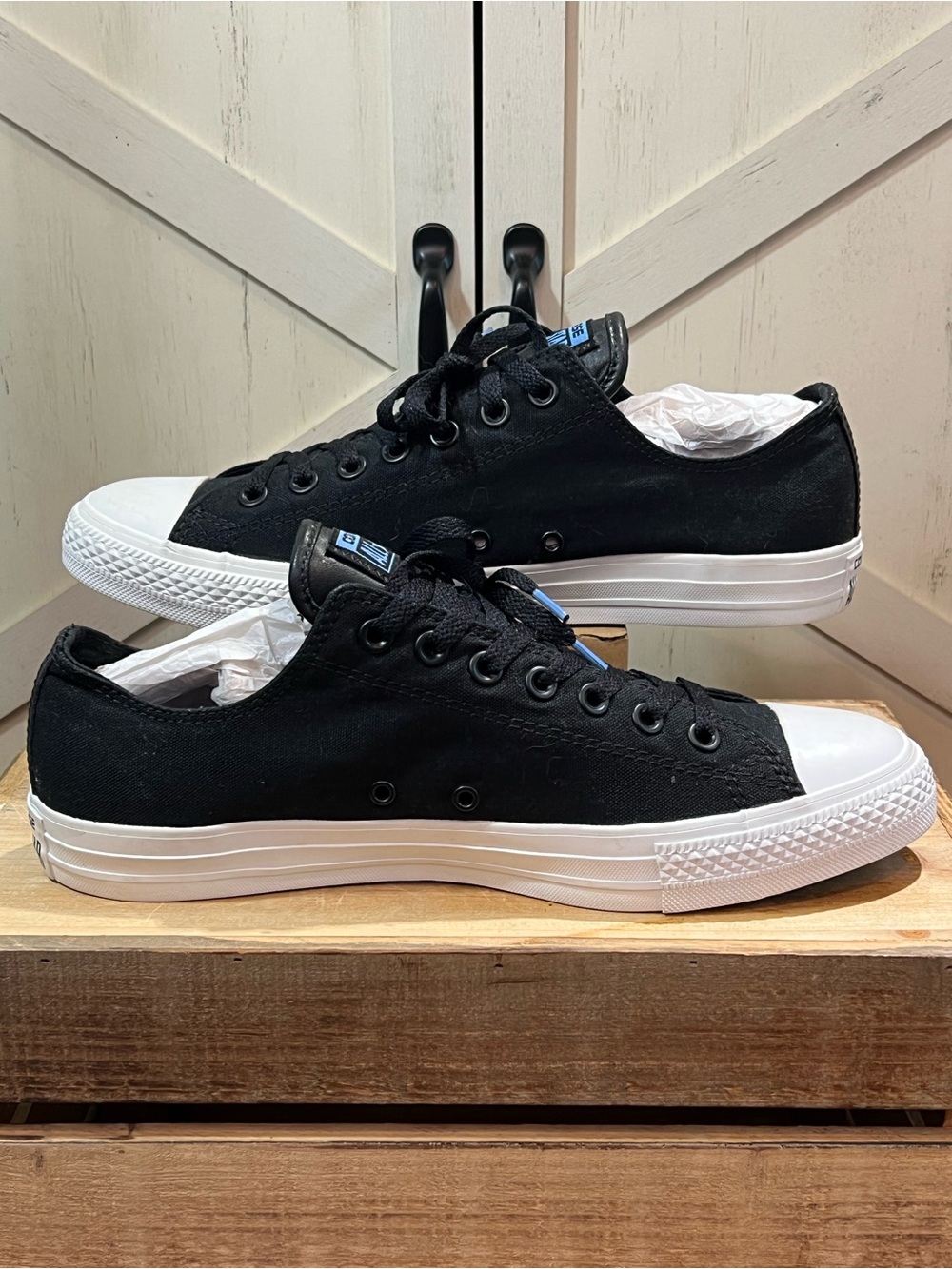 Converse Chuck Taylor II Low Top Black & Blue Sneaker Mens 10 NEW - Picture 9 of 11